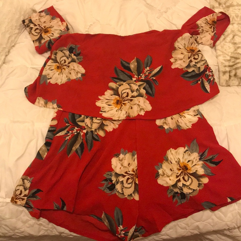Floral off the shoulder romper